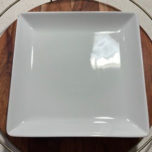 Square White Porcelain Coupe Dinner Plates. Set of 4